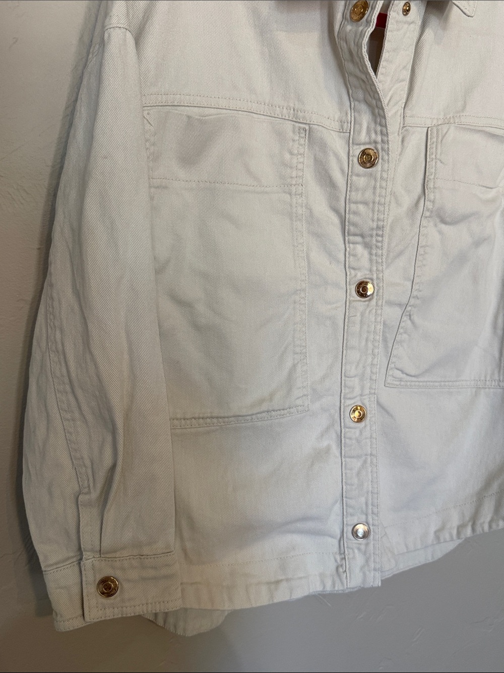 Zara White Denim Gold Button Jacket XS (m1) - Picture 4 of 5